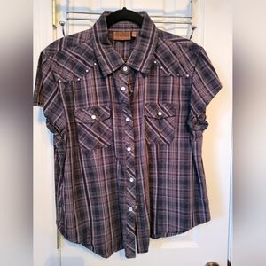 Western snap front, plaid shirt